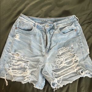 American Eagle Outfitters Light Blue Distressed Denim Shorts